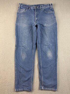 Mens Carpenter Workwear Jeans 34x30 Blue Denim Classic Fit Garage Distress Pants